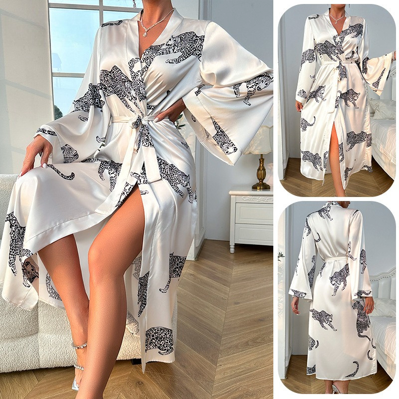 Satin Kimono Robe with Belt