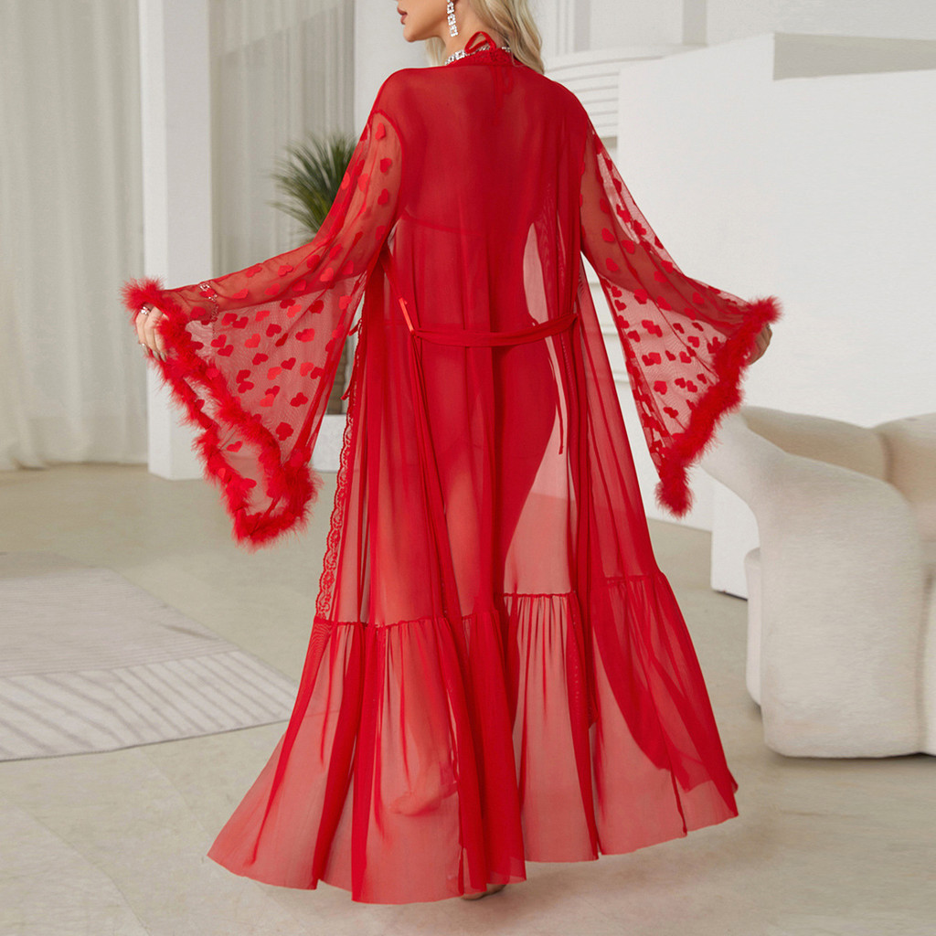 Sheer Lace Breathable Kimono Robe