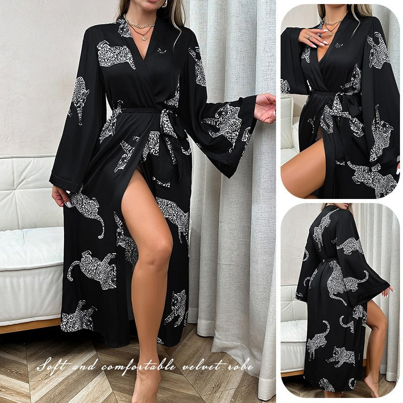 Satin Kimono Robe with Belt
