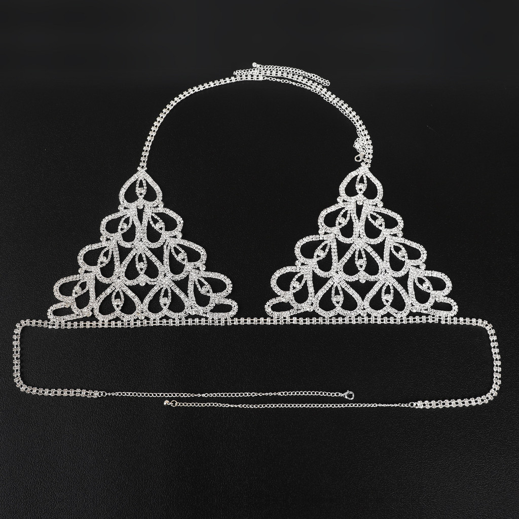 Rhinestone Chain Body Jewelry Lingerie Set