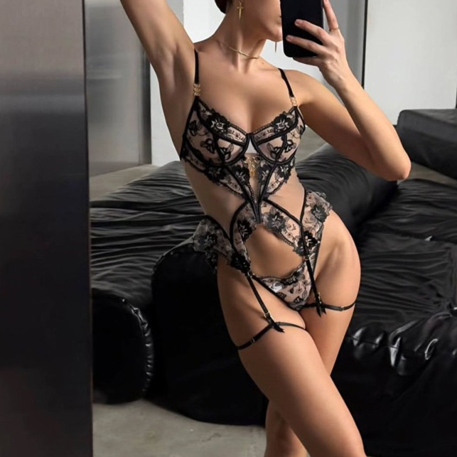 Sheer Mesh Lace Lingerie Set – Sexy 2-Piece Bra & Panty