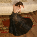 Sequin Deep V Sleep Dress with Built-in Chest Pads | Flowy See-Through Slip