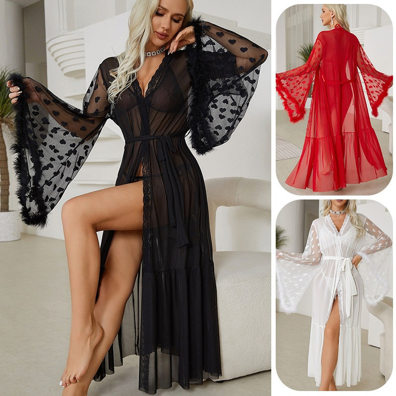 Sheer Lace Breathable Kimono Robe