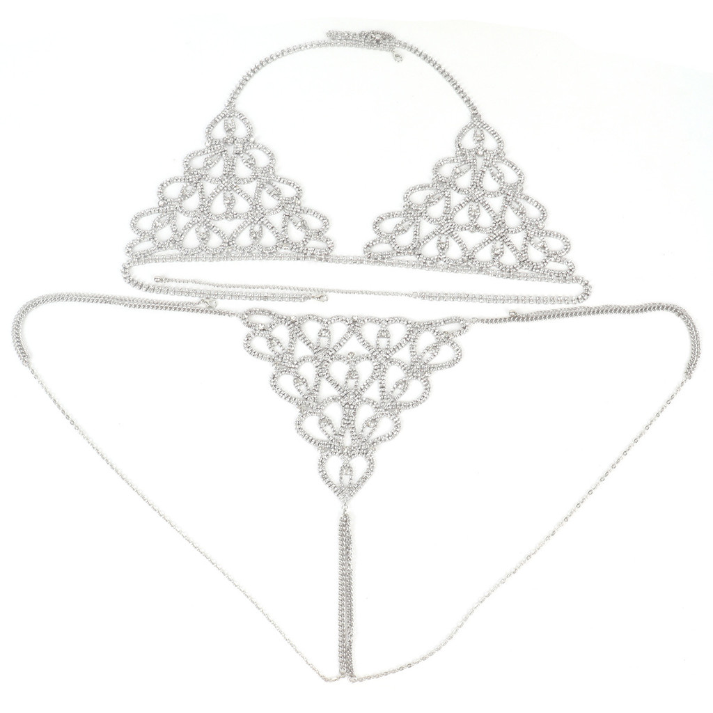Rhinestone Chain Body Jewelry Lingerie Set