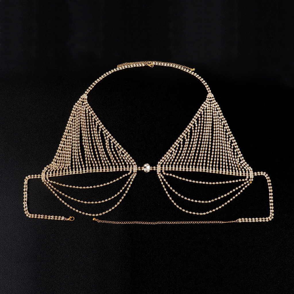 Crystal Rhinestone Body Chain Set for Women – Bra, Thong & Body Chain Jewelry