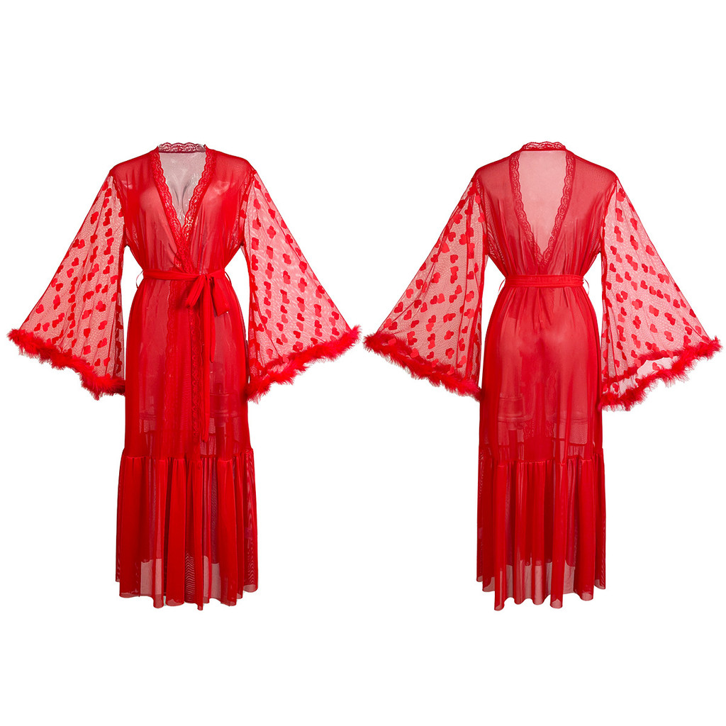 Sheer Lace Breathable Kimono Robe