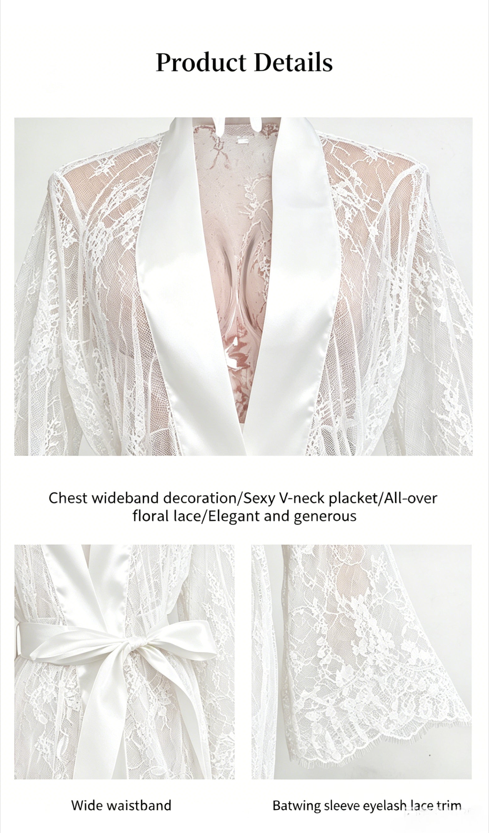 Floral Lace Sheer Kimono Robe