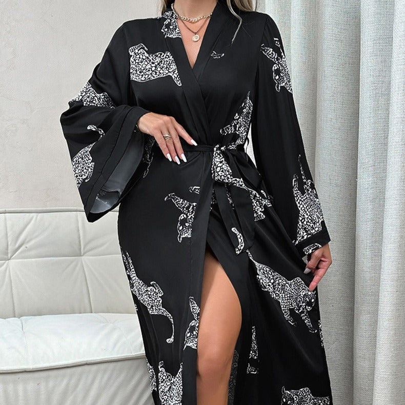 Satin Kimono Robe with Belt