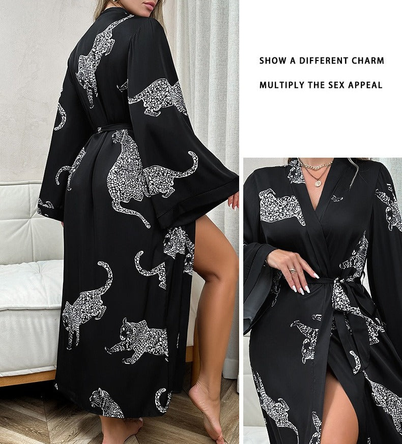 Satin Kimono Robe with Belt