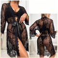 Sheer Mesh Lace Kimono Night Gown