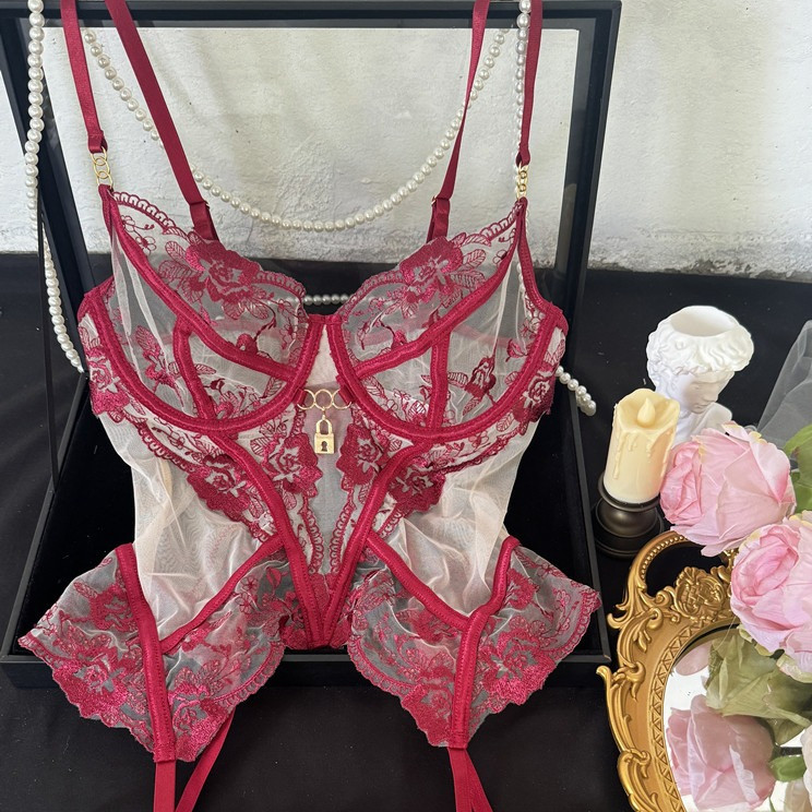 Sheer Mesh Lace Lingerie Set – Sexy 2-Piece Bra & Panty