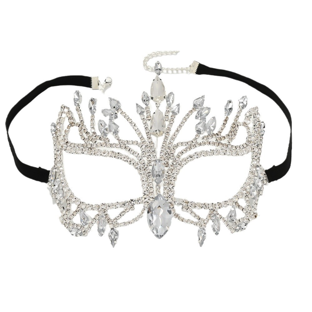 Rhinestone Masquerade Mask for Women – Crystal Venetian Face Mask for Carnival, Parties & Halloween