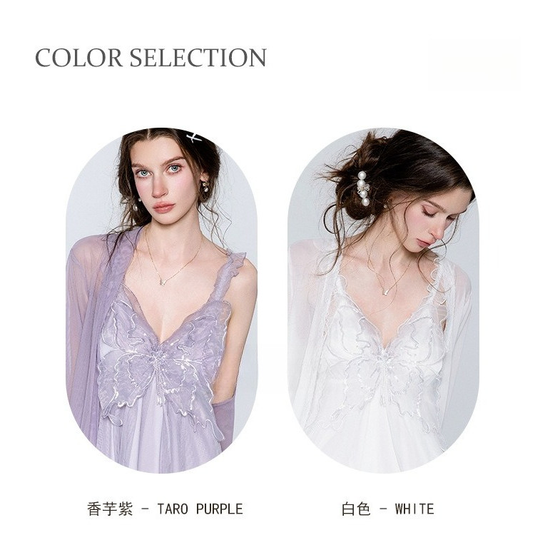 Butterfly Slip Dress & Kimono Robe Set
