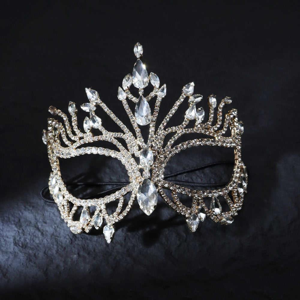 Rhinestone Masquerade Mask for Women – Crystal Venetian Face Mask for Carnival, Parties & Halloween
