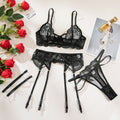 Embroidered Lace Lingerie Set | 3-Piece Bra, Panty & Waist Cincher