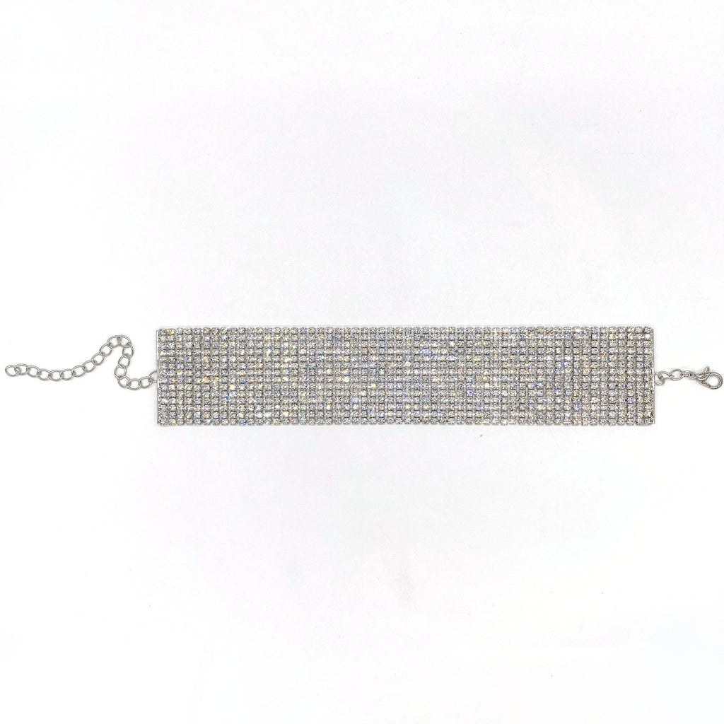 Wide Full Rhinestone Anklet | Crystal Mesh Ankle Bracelet