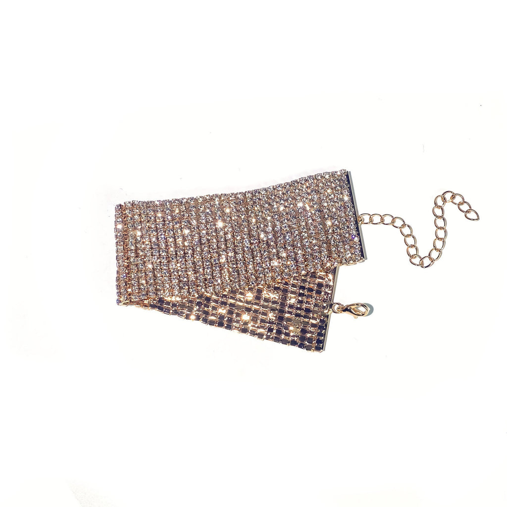 Wide Full Rhinestone Anklet | Crystal Mesh Ankle Bracelet