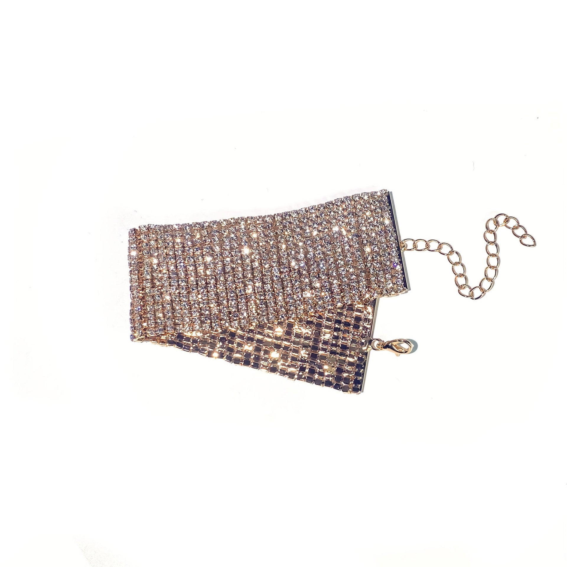 Wide Full Rhinestone Anklet | Crystal Mesh Ankle Bracelet