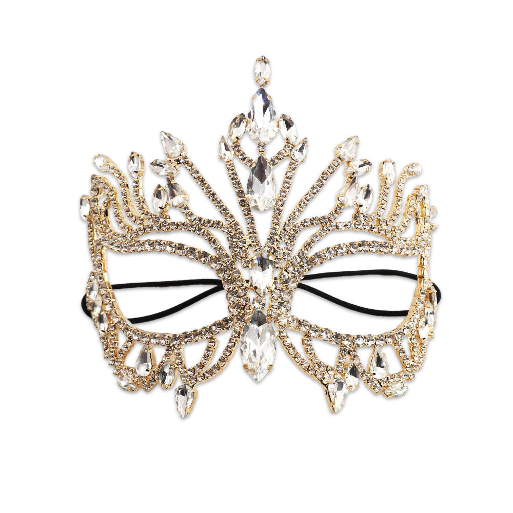 Rhinestone Masquerade Mask for Women – Crystal Venetian Face Mask for Carnival, Parties & Halloween