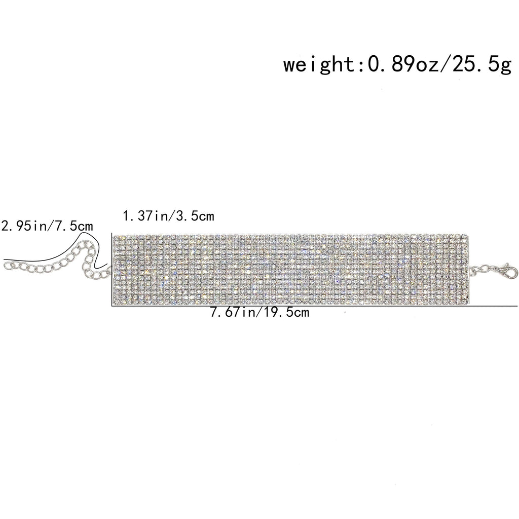 Wide Full Rhinestone Anklet | Crystal Mesh Ankle Bracelet