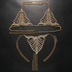 Rhinestone Chain Body Jewelry Lingerie Set
