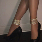 Wide Full Rhinestone Anklet | Crystal Mesh Ankle Bracelet