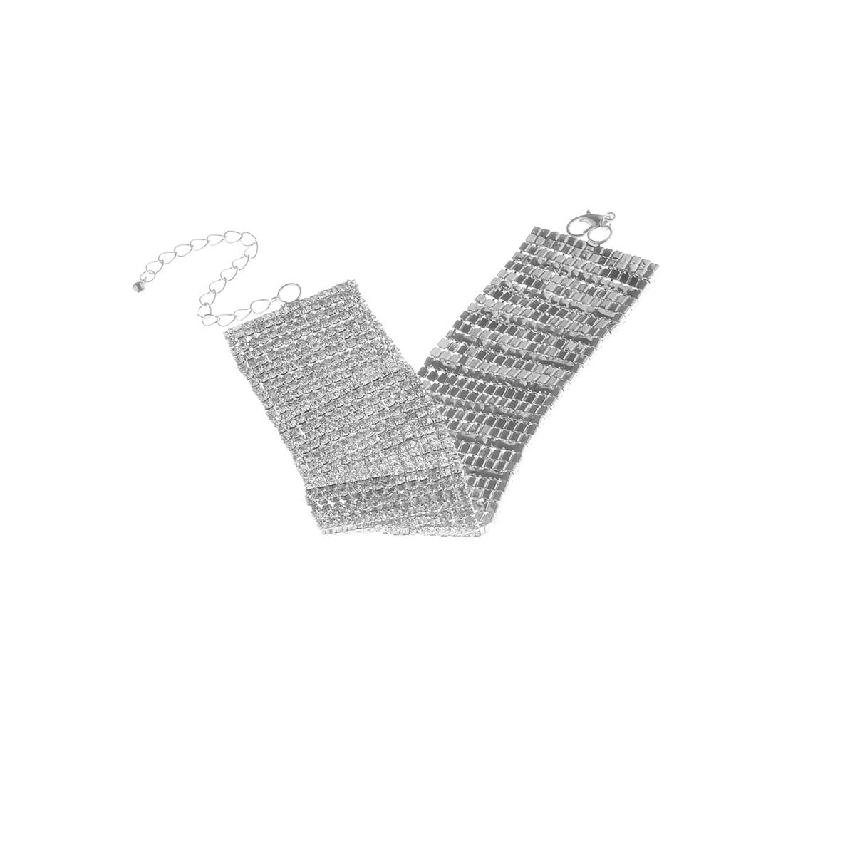 Wide Full Rhinestone Anklet | Crystal Mesh Ankle Bracelet