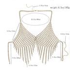 Rhinestone Tassel Bra Body Chain | Crystal Mesh Fringe Chest Jewelry