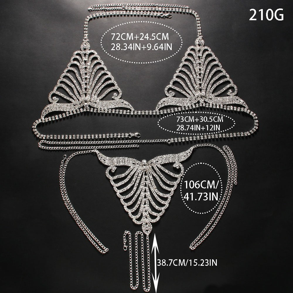 Rhinestone Chain Body Jewelry Lingerie Set