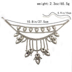 Oversized Crystal Teardrop Statement Necklace | Rhinestone Layered Fringe Party Jewelry