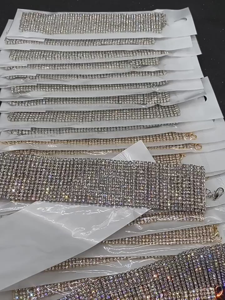 Wide Full Rhinestone Anklet | Crystal Mesh Ankle Bracelet