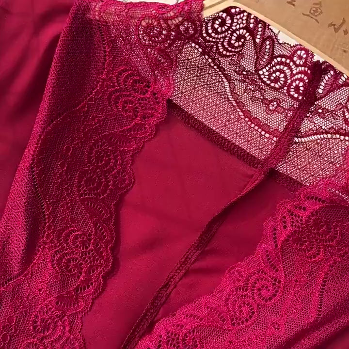 Satin Lace Long Sleeve Kimono Robe