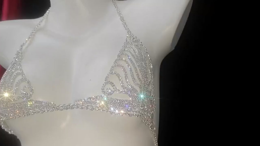 Rhinestone Chain Body Jewelry Lingerie Set