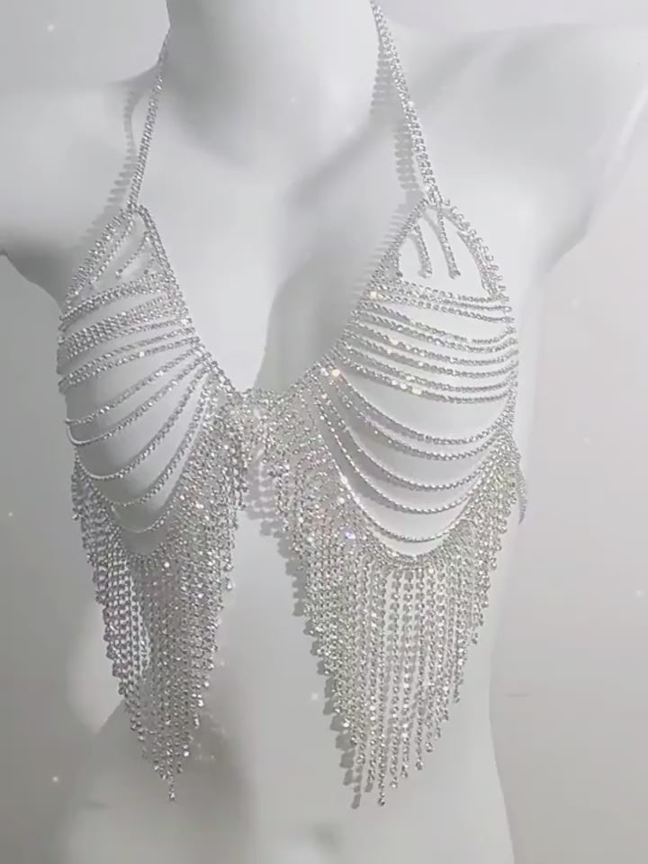 Rhinestone Bra & Body Chain Set – Luxury Crystal Body Jewelry for Women