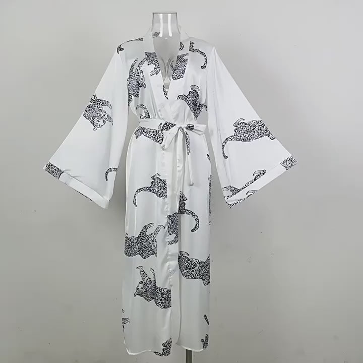 Satin Kimono Robe with Belt