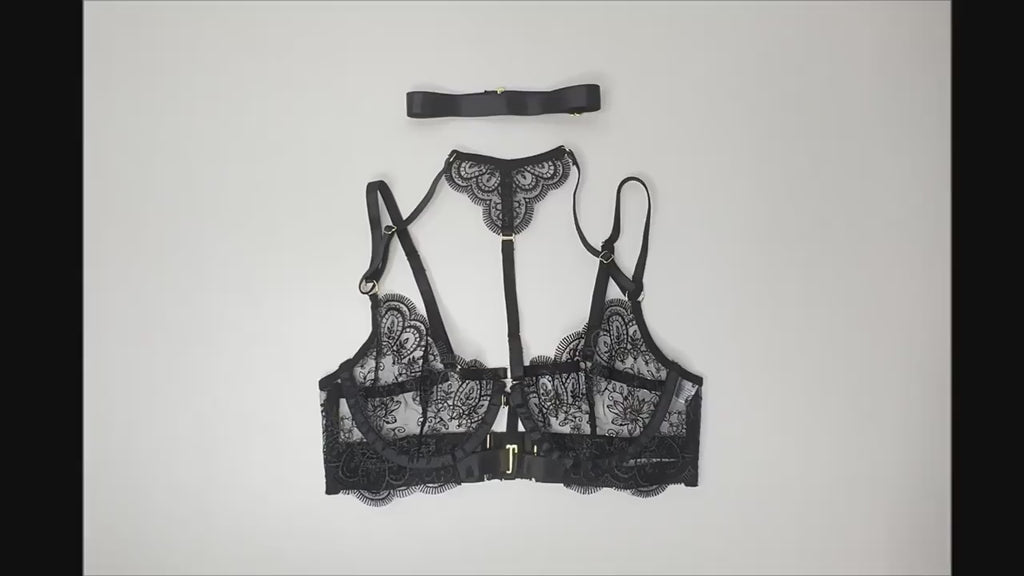 Embroidered Lace Four-Piece Lingerie Set