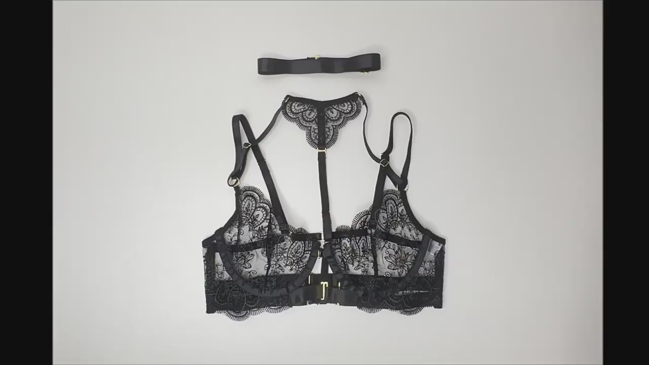 Embroidered Lace Four-Piece Lingerie Set